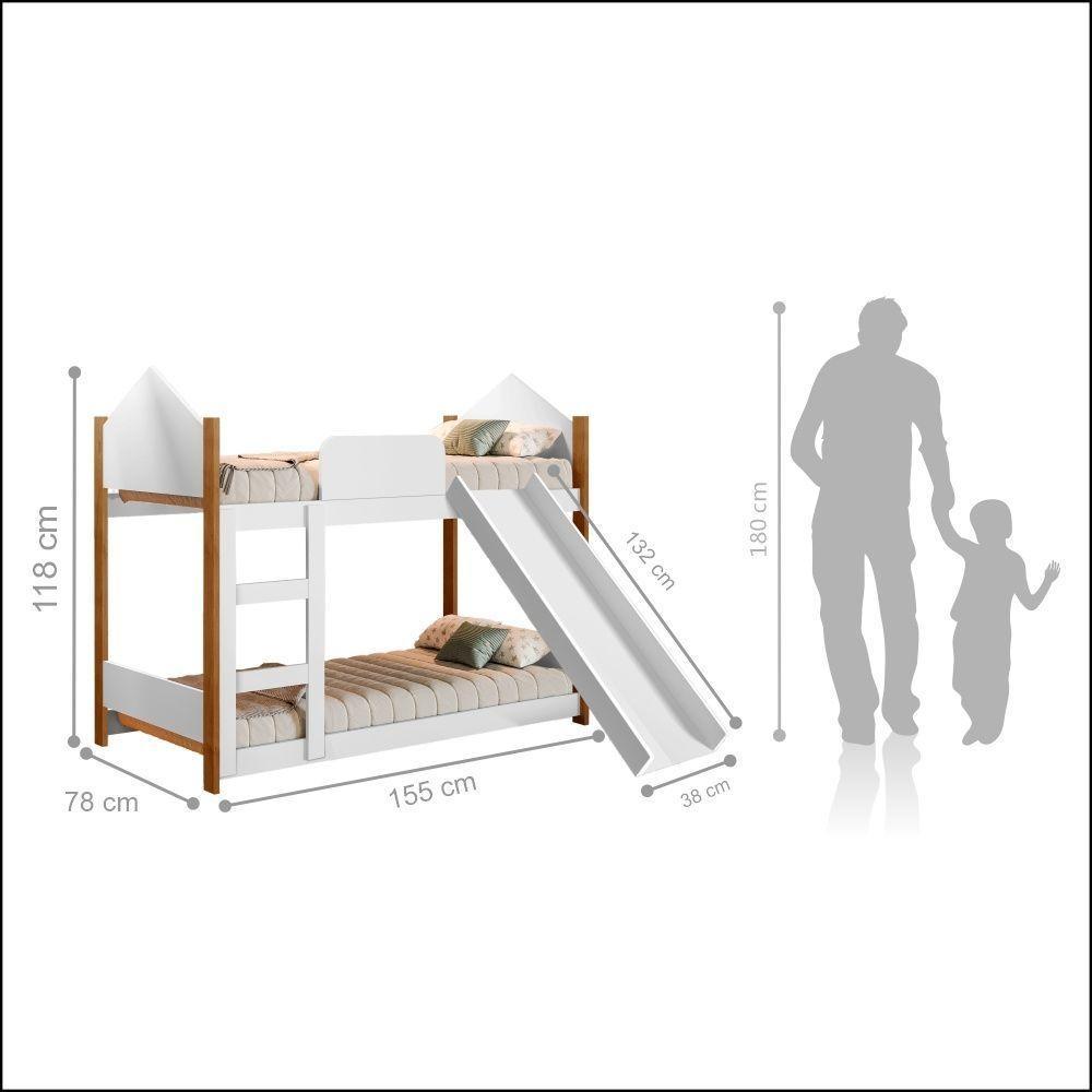 Mini Beliche Infantil Casa Samuel Branco Com Escorregador - 4