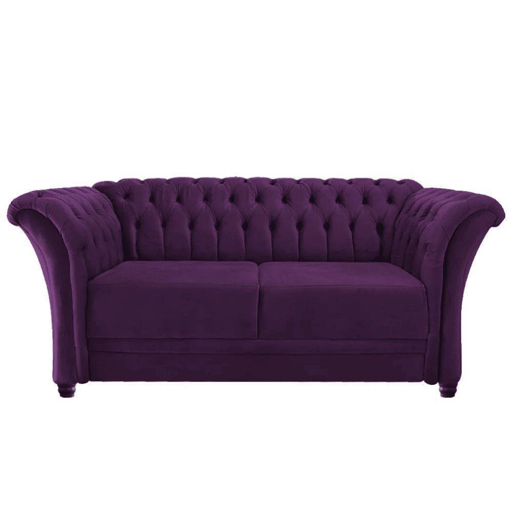 Sofá Recamier Divã Chesterfield 200cm Sofia Suede Roxo Capitonê- Mabe Magazine - 2