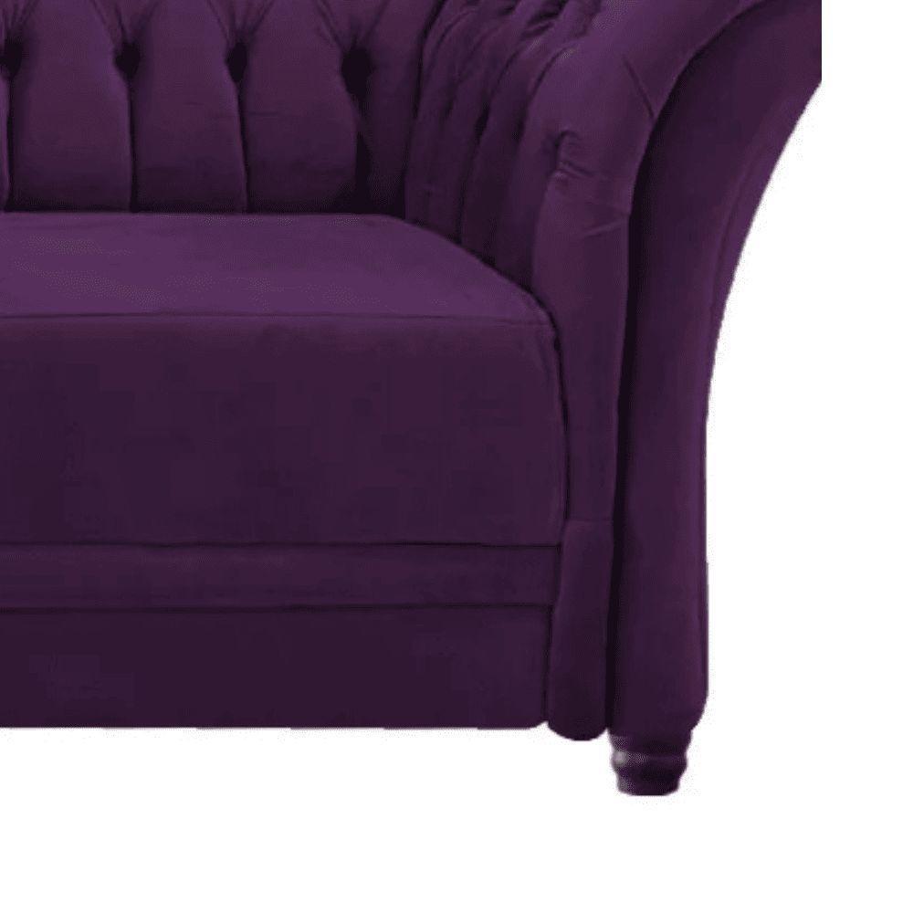 Sofá Recamier Divã Chesterfield 200cm Sofia Suede Roxo Capitonê- Mabe Magazine - 6