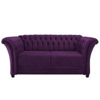 Sofá Recamier Divã Chesterfield 200cm Sofia Suede Roxo Capitonê- Mabe Magazine - 2