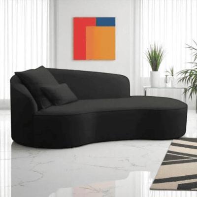 Divã Recamier Sofá Curvo Sala De Tv E Estar Recepção Inglaterra 200cm Lado Direito Linho Preto- Mabe Magazine