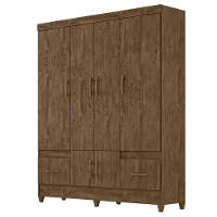 Guarda Roupa Casal Ms912 Com Cômoda Ms913 E Armário Multiuso New íris Castanho Wood - Moval - 2