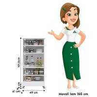 Guarda Roupa Solteiro Madri Com Espelho E Armário Multiuso Lírio Branco Brilho - Moval - 7