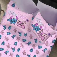 Jogo De Cama Casal 3 Pçs Stitch Disney 70% Algodão 30% Poliéster Stitch E Angel Love - 3