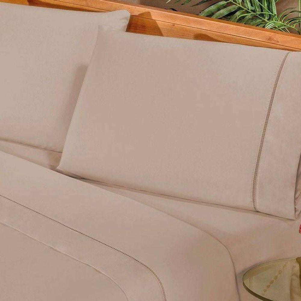 Jogo De Cama King Elegance 180 Fios 04 Peças - Cáqui - 2