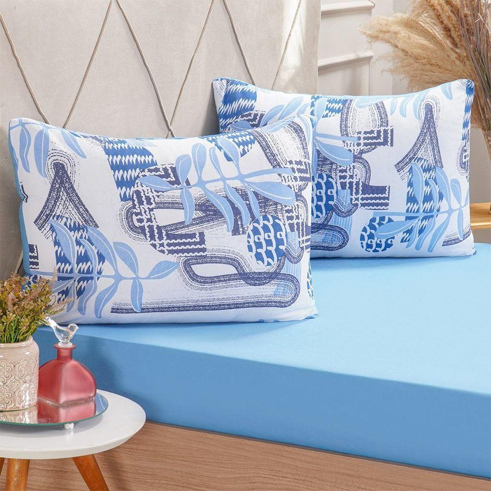 Jogo De Cama King Dreams Malha 100% Algodão 193x203x35cm Azul - 1