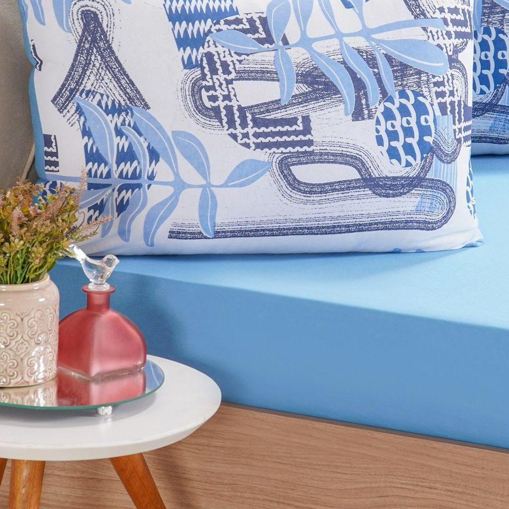 Jogo De Cama King Dreams Malha 100% Algodão 193x203x35cm Azul - 2