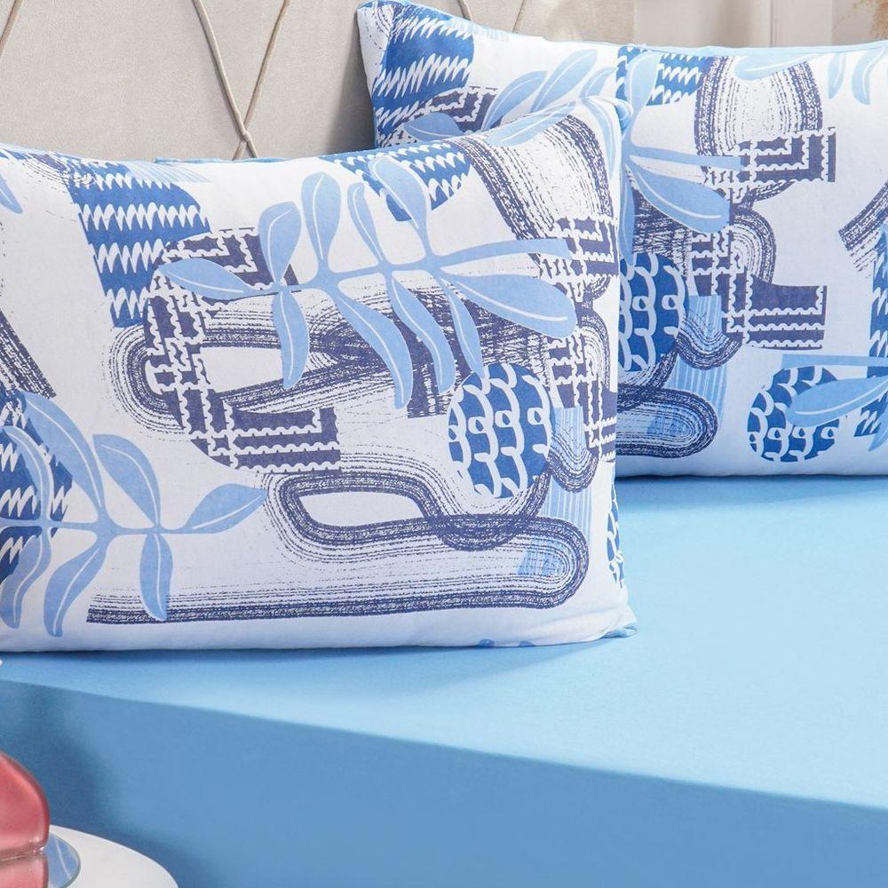 Jogo De Cama King Dreams Malha 100% Algodão 193x203x35cm Azul - 4