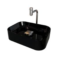 Cuba Pia Banheiro Oxford Torneira Inox Valvula Inox Click Preto Brilho - 1