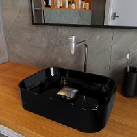 Cuba Pia Banheiro Oxford Torneira Inox Valvula Inox Click Preto Brilho - 2