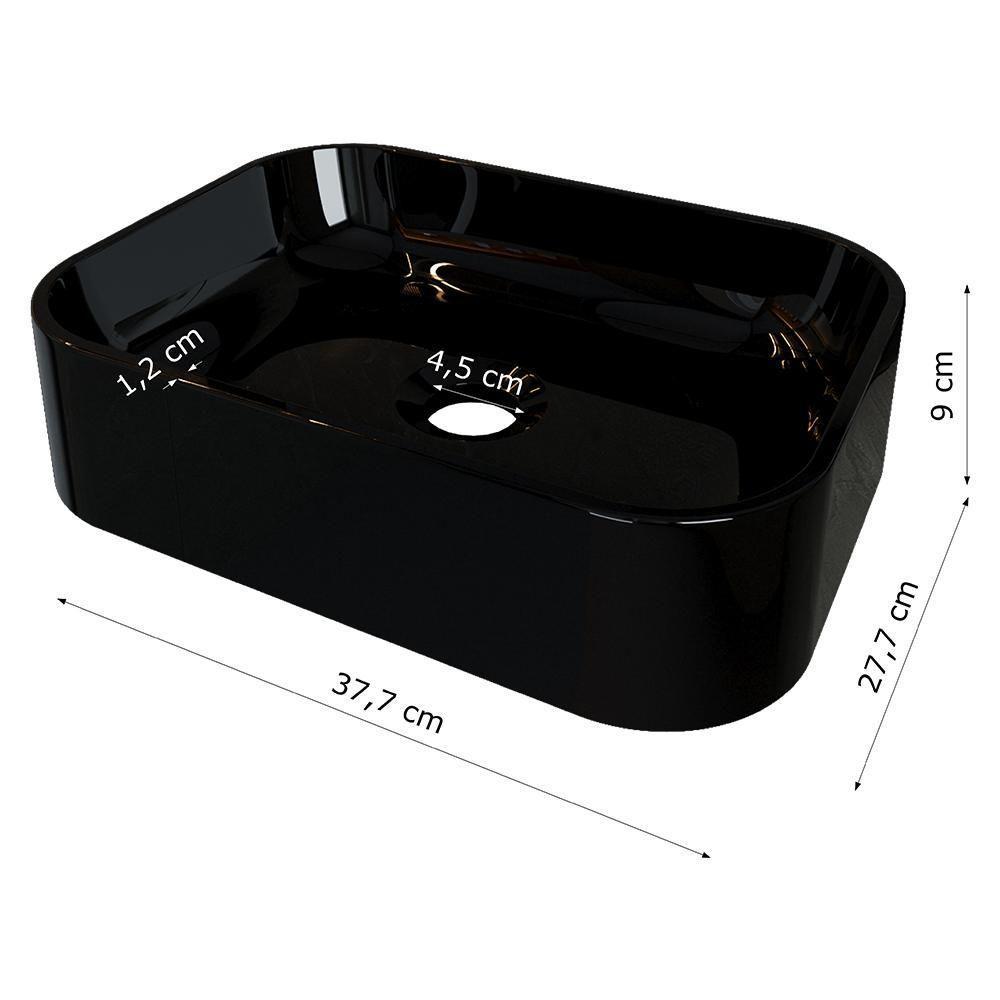 Cuba Pia Banheiro Oxford Torneira Inox Valvula Click Black Preto Brilho - 3