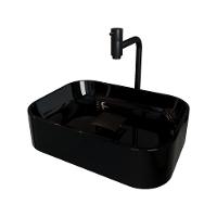 Cuba Pia Banheiro Oxford Torneira Inox Valvula Click Black Preto Brilho - 1