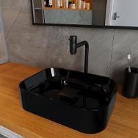 Cuba Pia Banheiro Oxford Torneira Inox Valvula Click Black Preto Brilho - 2