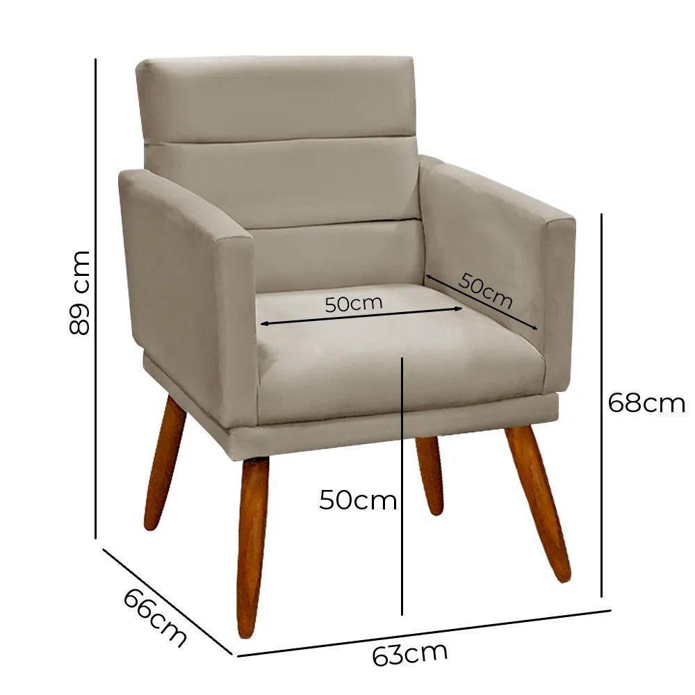 Kit 2 Poltronas Decorativas Nina Veludo Bege Marfim Bege Marfim - 2