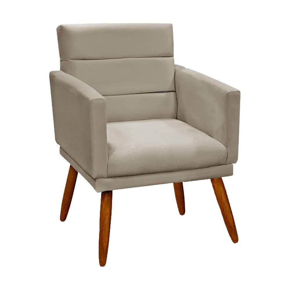 Kit 2 Poltronas Decorativas Nina Veludo Bege Marfim Bege Marfim - 5