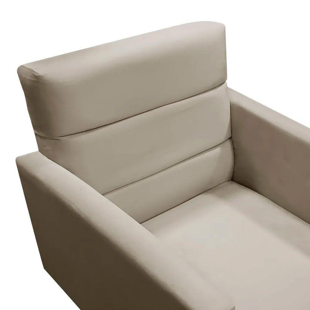 Kit 2 Poltronas Decorativas Nina Veludo Bege Marfim Bege Marfim - 6