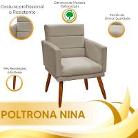 Kit 2 Poltronas Decorativas Nina Veludo Bege Marfim Bege Marfim - 3