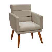 Kit 2 Poltronas Decorativas Nina Veludo Bege Marfim Bege Marfim - 5