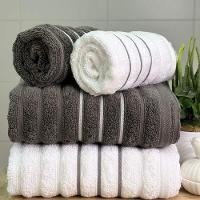 Jogo De Toalhas Wave 4 Peças 100% Algodão Fio Penteado Branco-cinza Chumbo - 1