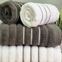 Jogo De Toalhas Wave 4 Peças 100% Algodão Fio Penteado Branco-cinza Chumbo - 2