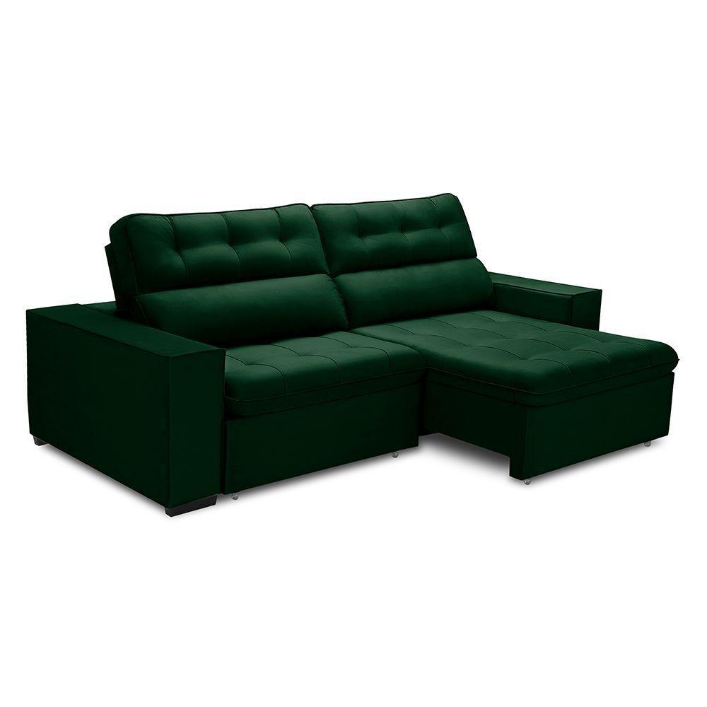 Sofa Retratil Reclinavel 2 Lugares 2,90 Vitória Veludo Verde Lansofbr - 3