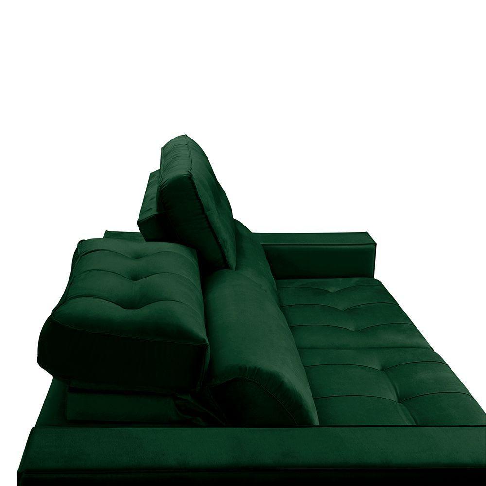 Sofa Retratil Reclinavel 2 Lugares 2,90 Vitória Veludo Verde Lansofbr - 9