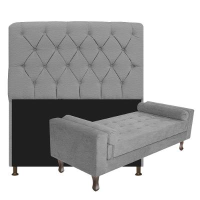 Kit Cabeceira Lady Recamier Félix 100cm Solteiro Cinza