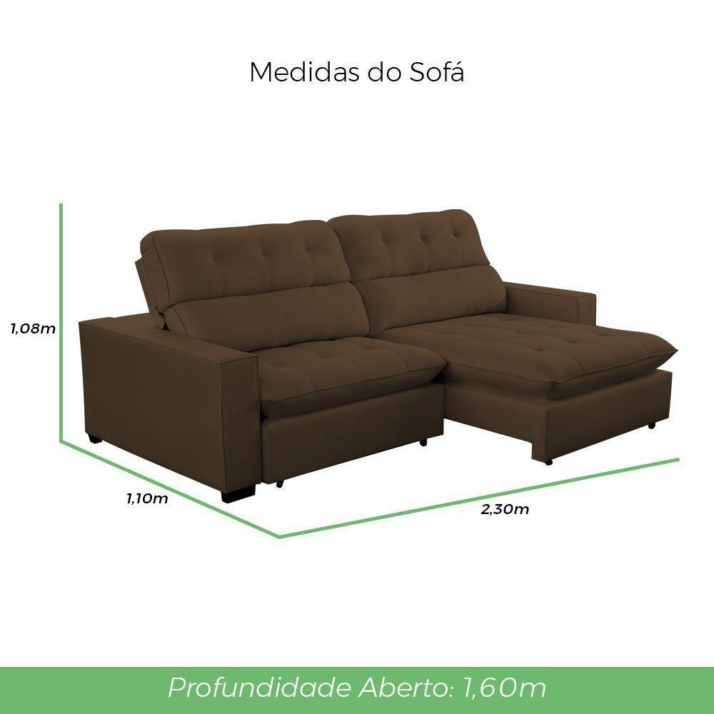 Sofá 2 Lugares 2,30m Retrátil Reclinável Veludo Andreia Lansofbr Cores Capuccino - 6