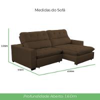 Sofá 2 Lugares 2,30m Retrátil Reclinável Veludo Andreia Lansofbr Cores Capuccino - 6