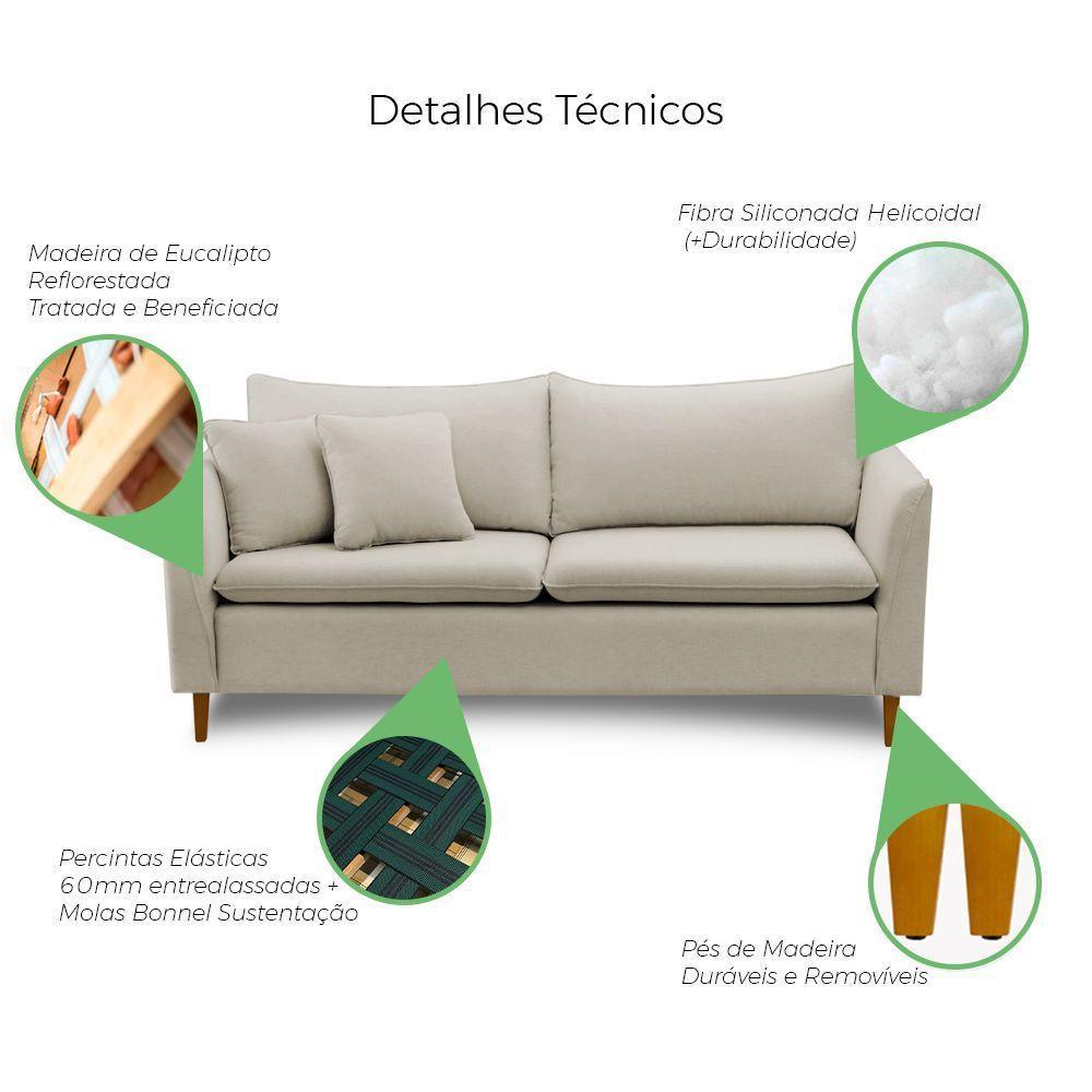 Sofá Living Kassia 2 Lugares 1,44m Veludo Cores Lansofbr Cores Grafite - 5