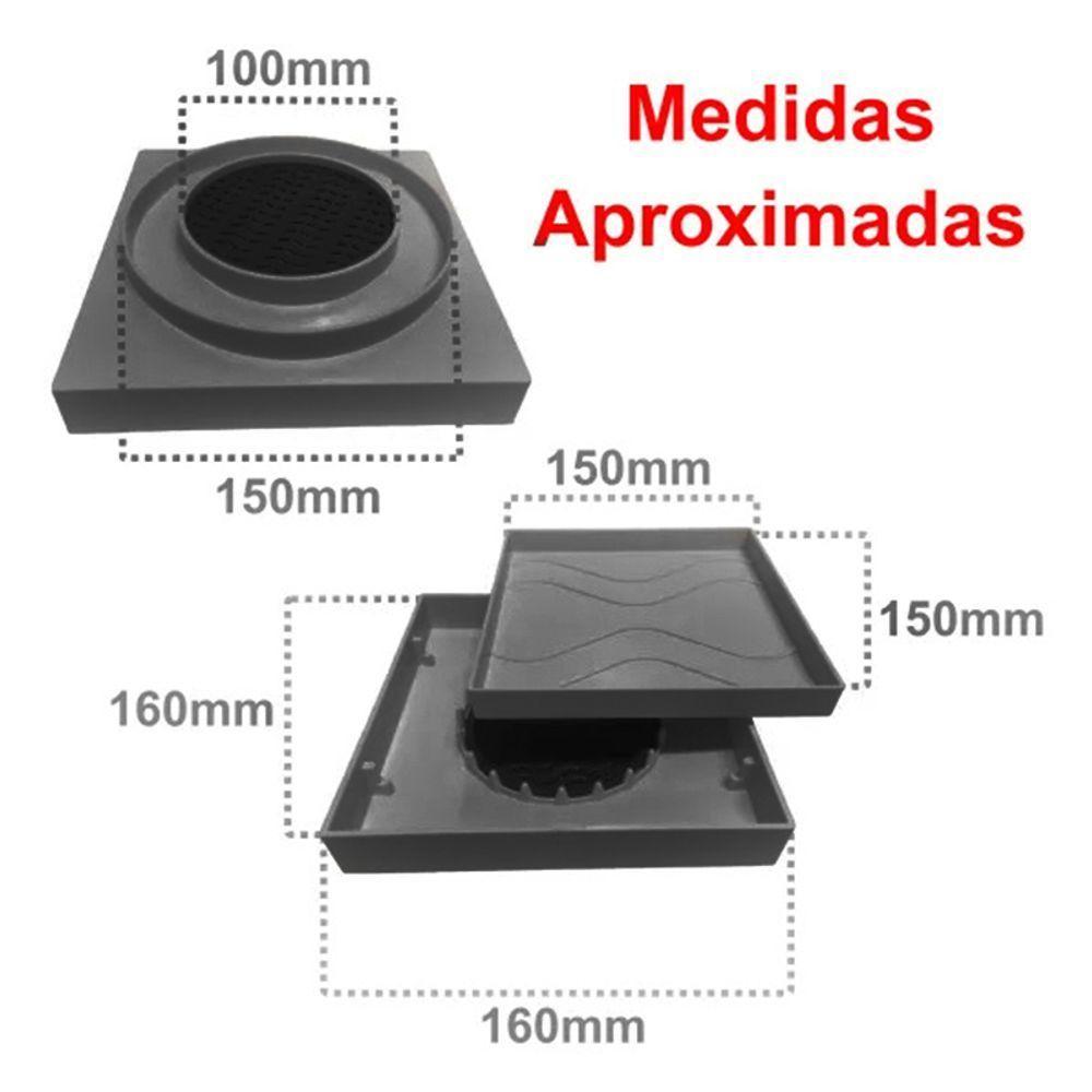Kit 2 Ralo Oculto 15x15 Invisivel P/ Piso Porcelanato Cinza - 5