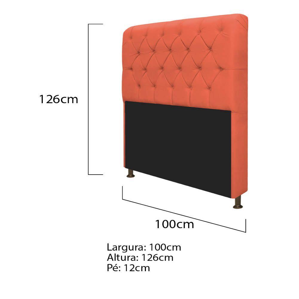 Cabeceira Solteiro Lady com Recamier 100 cm Suede Terracota - 9