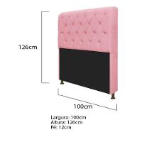 Cabeceira Solteiro Lady com Recamier 100 cm Suede Rosa Bebê - 2