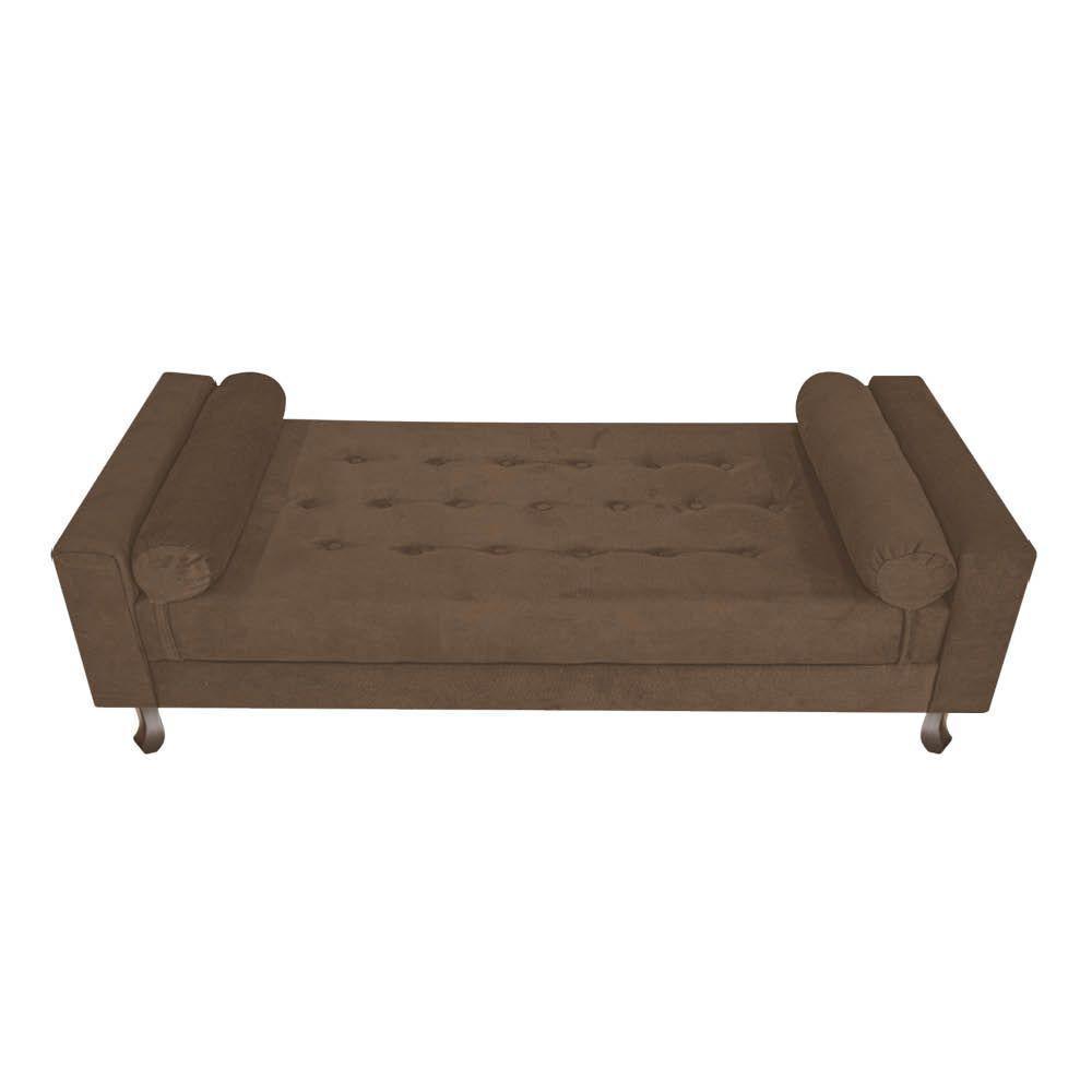 Cabeceira Solteiro Lady com Recamier 100 cm Suede Marrom - 5