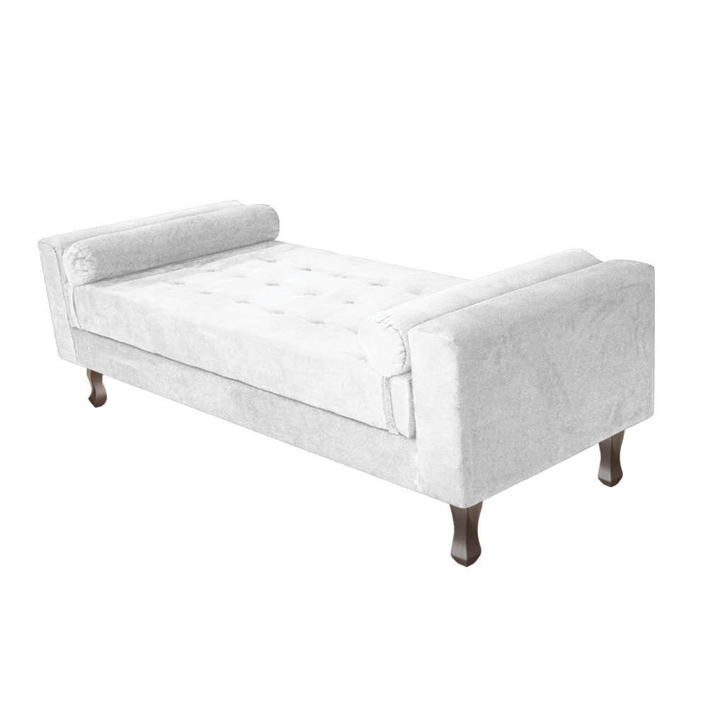 Cabeceira Solteiro Lady com Recamier 100 cm Suede Branco - 3