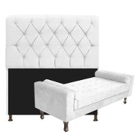 Cabeceira Solteiro Lady com Recamier 100 cm Suede Branco - 9
