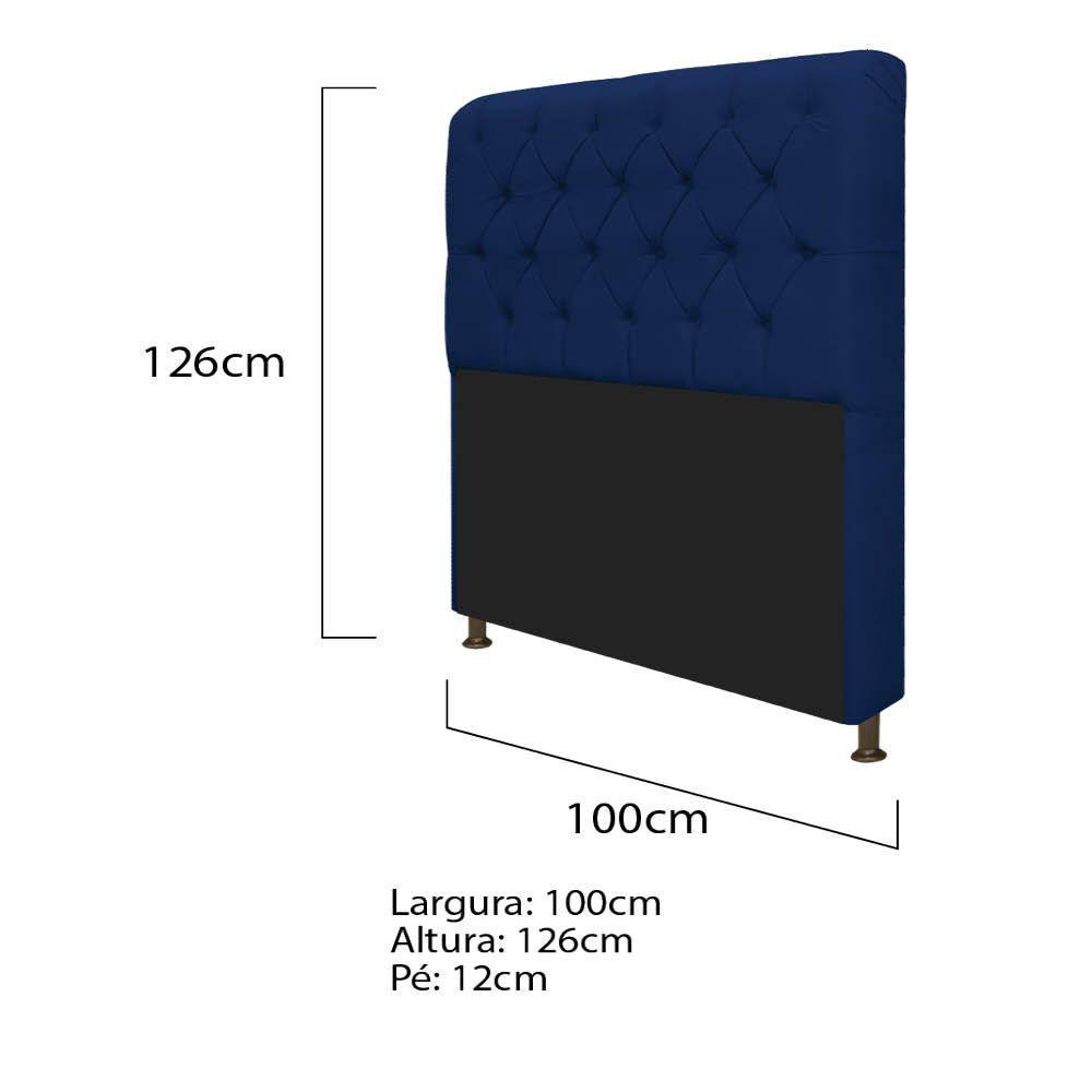 Cabeceira Solteiro Lady com Recamier 100 cm Suede Azul Marinho - 2