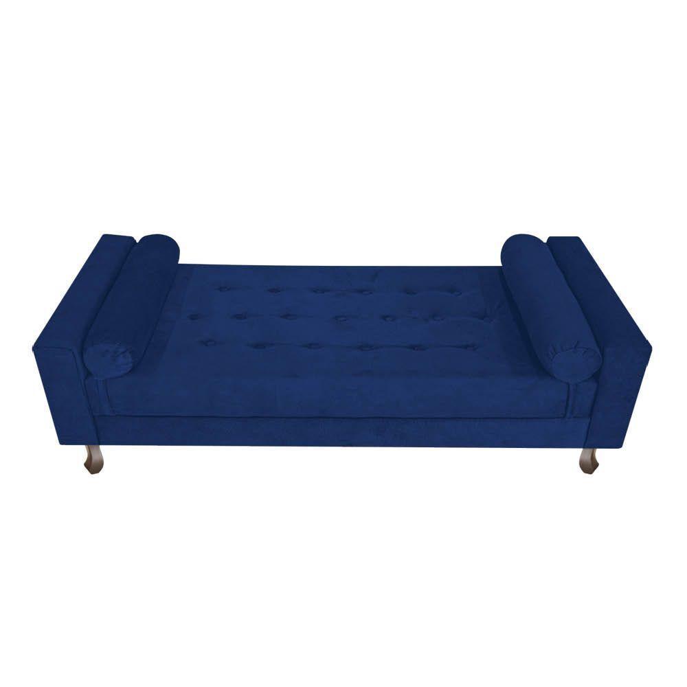 Cabeceira Solteiro Lady com Recamier 100 cm Suede Azul Marinho - 7