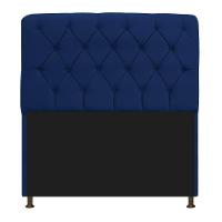 Cabeceira Solteiro Lady com Recamier 100 cm Suede Azul Marinho