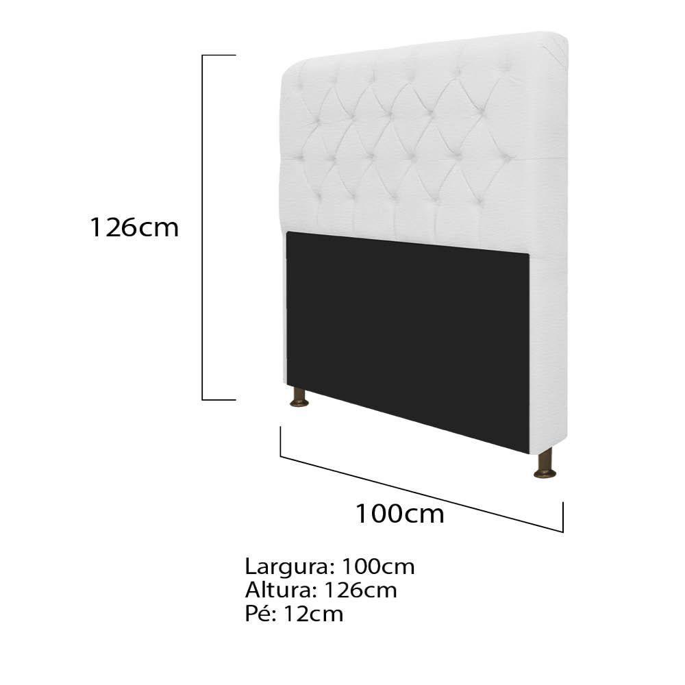 Cabeceira Solteiro Lady e Recamier 100 cm kit Corano Branco - 4