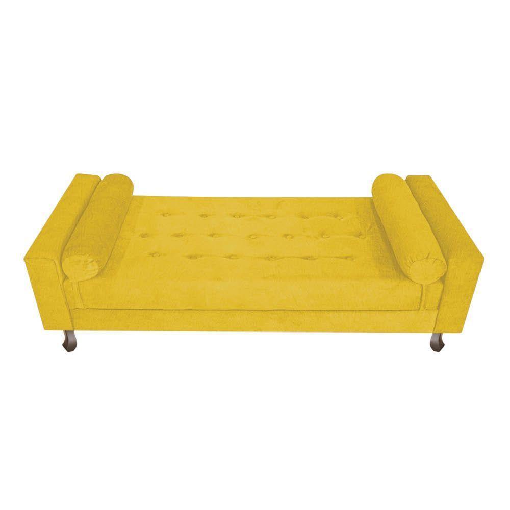 Cabeceira Solteiro Lady com Recamier 100 cm Suede Amarelo - 10