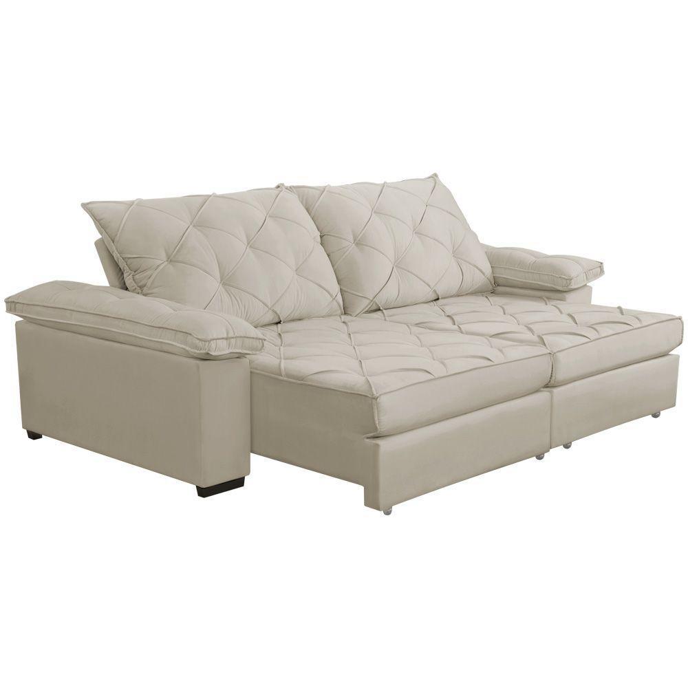 Sofá Retrátil E Reclinável 2,20m Clara | Conforto Premium E Design Elegante Bege - 3