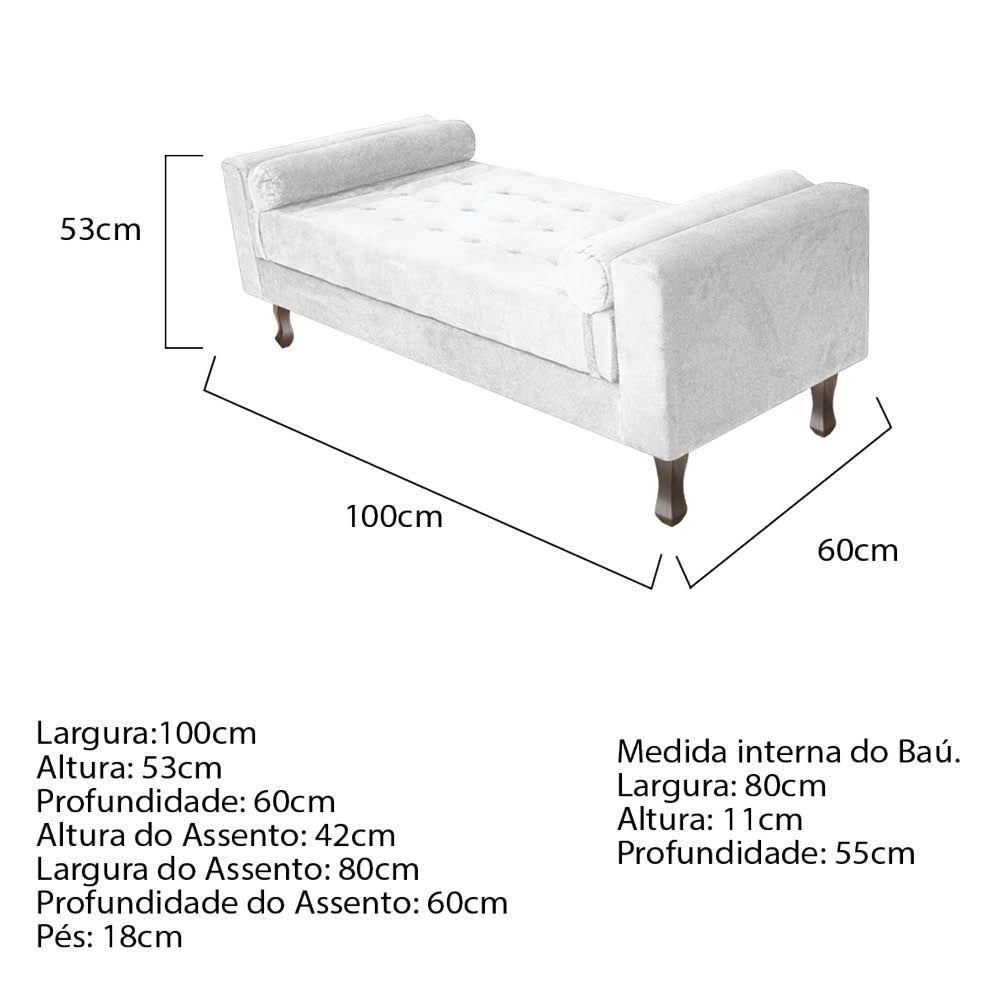Kit Cabeceira Lady e Recamier Félix 100 Cm Solteiro Branco - 5