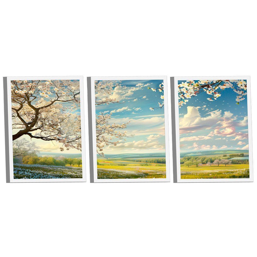 Quadro Decorativo Trio Paisagem Branca 3 Peças - 3