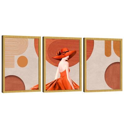 Quadro Decorativo Trio Abstrato E Mulher