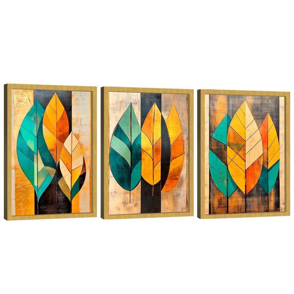 Quadro Decorativo Trio Abstrato Botânico - 3