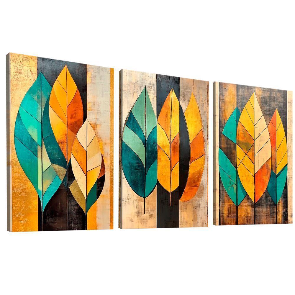 Quadro Decorativo Trio Abstrato Botânico - 4