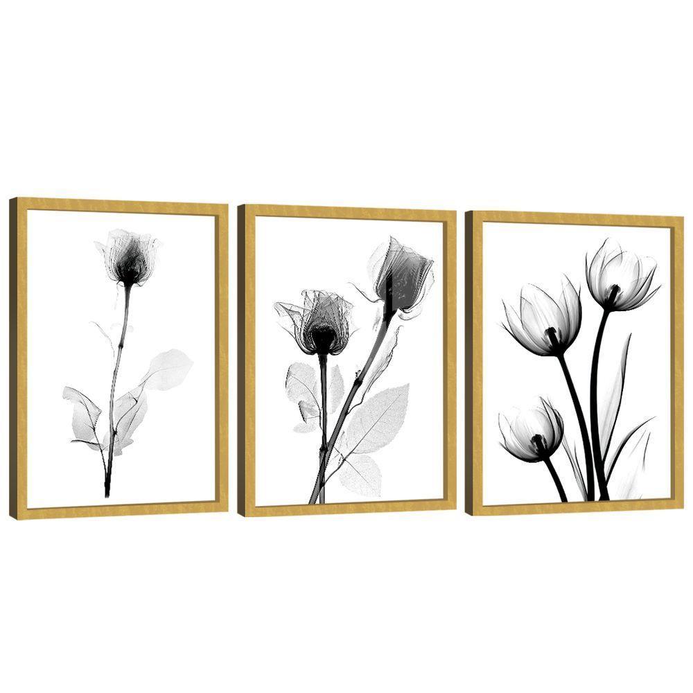 Quadro Decorativo Trio Flor Estilo Desenho - 1