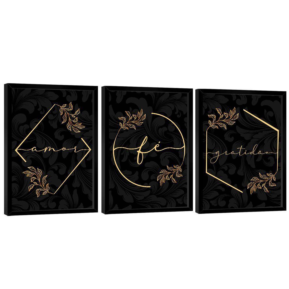 Quadro Decorativo Trio Gratidão, Fé E Amor - 1