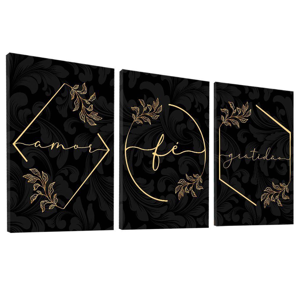 Quadro Decorativo Trio Gratidão, Fé E Amor - 3